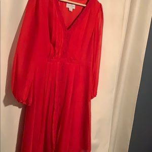 Jessica Simpson orange chiffon dress